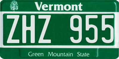 VT license plate ZHZ955