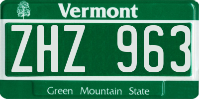 VT license plate ZHZ963