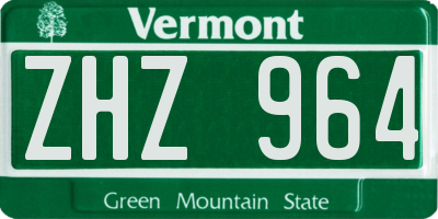 VT license plate ZHZ964