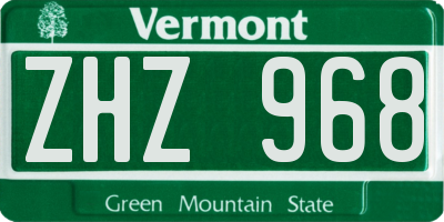 VT license plate ZHZ968