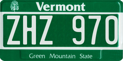 VT license plate ZHZ970