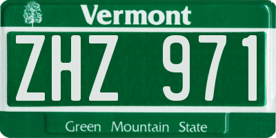 VT license plate ZHZ971