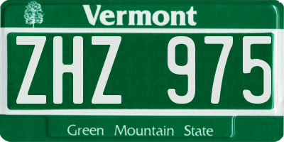 VT license plate ZHZ975