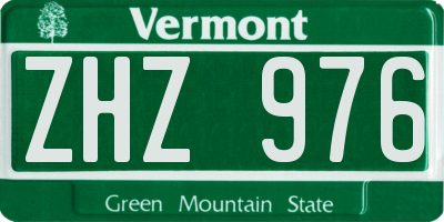 VT license plate ZHZ976