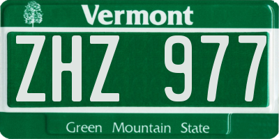VT license plate ZHZ977