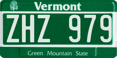 VT license plate ZHZ979