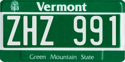 VT license plate ZHZ991