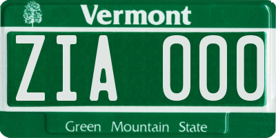 VT license plate ZIA000