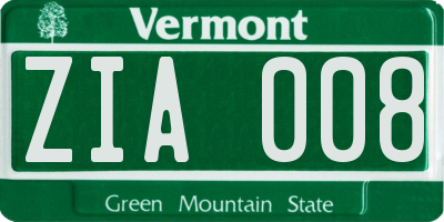 VT license plate ZIA008