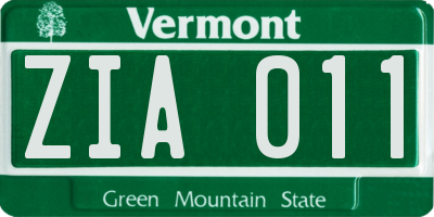 VT license plate ZIA011