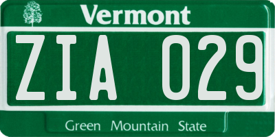 VT license plate ZIA029
