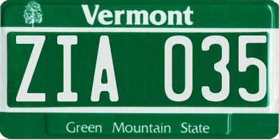 VT license plate ZIA035