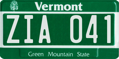 VT license plate ZIA041