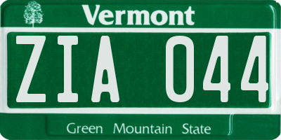 VT license plate ZIA044
