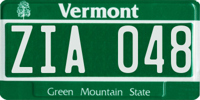 VT license plate ZIA048