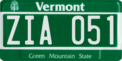 VT license plate ZIA051