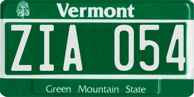 VT license plate ZIA054
