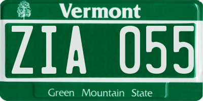 VT license plate ZIA055