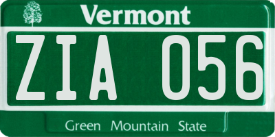 VT license plate ZIA056