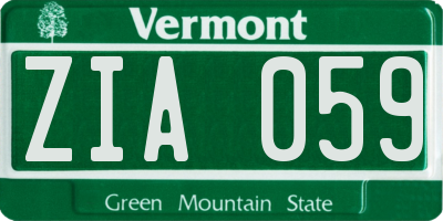 VT license plate ZIA059