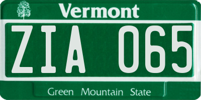 VT license plate ZIA065