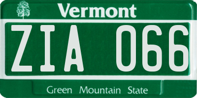 VT license plate ZIA066