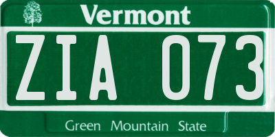 VT license plate ZIA073