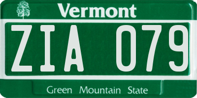 VT license plate ZIA079