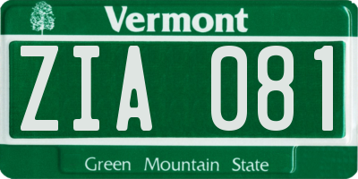VT license plate ZIA081