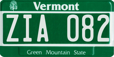 VT license plate ZIA082