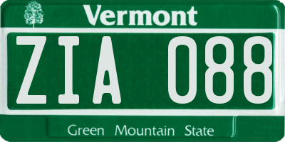 VT license plate ZIA088