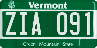 VT license plate ZIA091