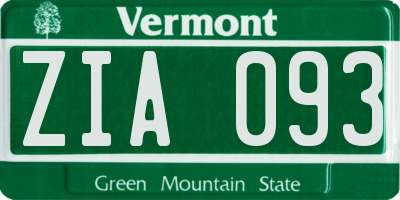 VT license plate ZIA093