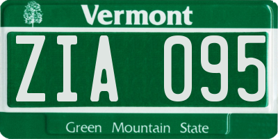 VT license plate ZIA095