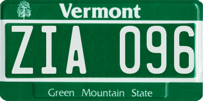 VT license plate ZIA096