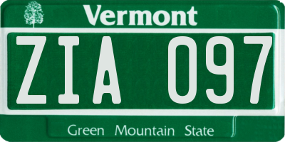 VT license plate ZIA097