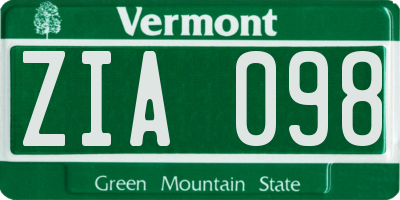 VT license plate ZIA098
