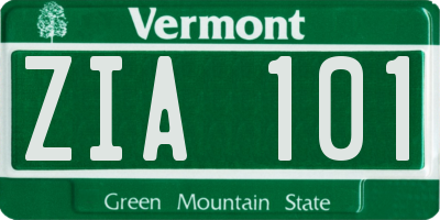 VT license plate ZIA101