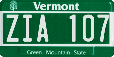 VT license plate ZIA107