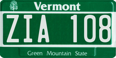 VT license plate ZIA108