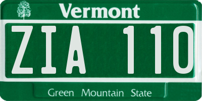VT license plate ZIA110