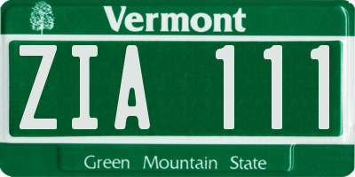 VT license plate ZIA111