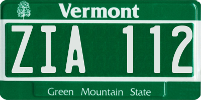 VT license plate ZIA112