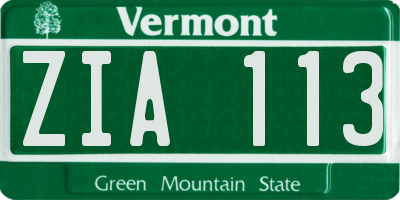 VT license plate ZIA113