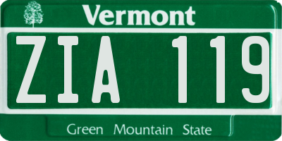 VT license plate ZIA119