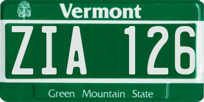 VT license plate ZIA126