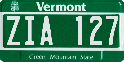VT license plate ZIA127