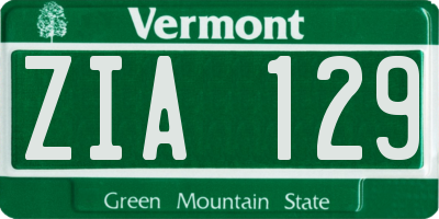 VT license plate ZIA129
