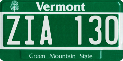 VT license plate ZIA130