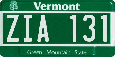 VT license plate ZIA131